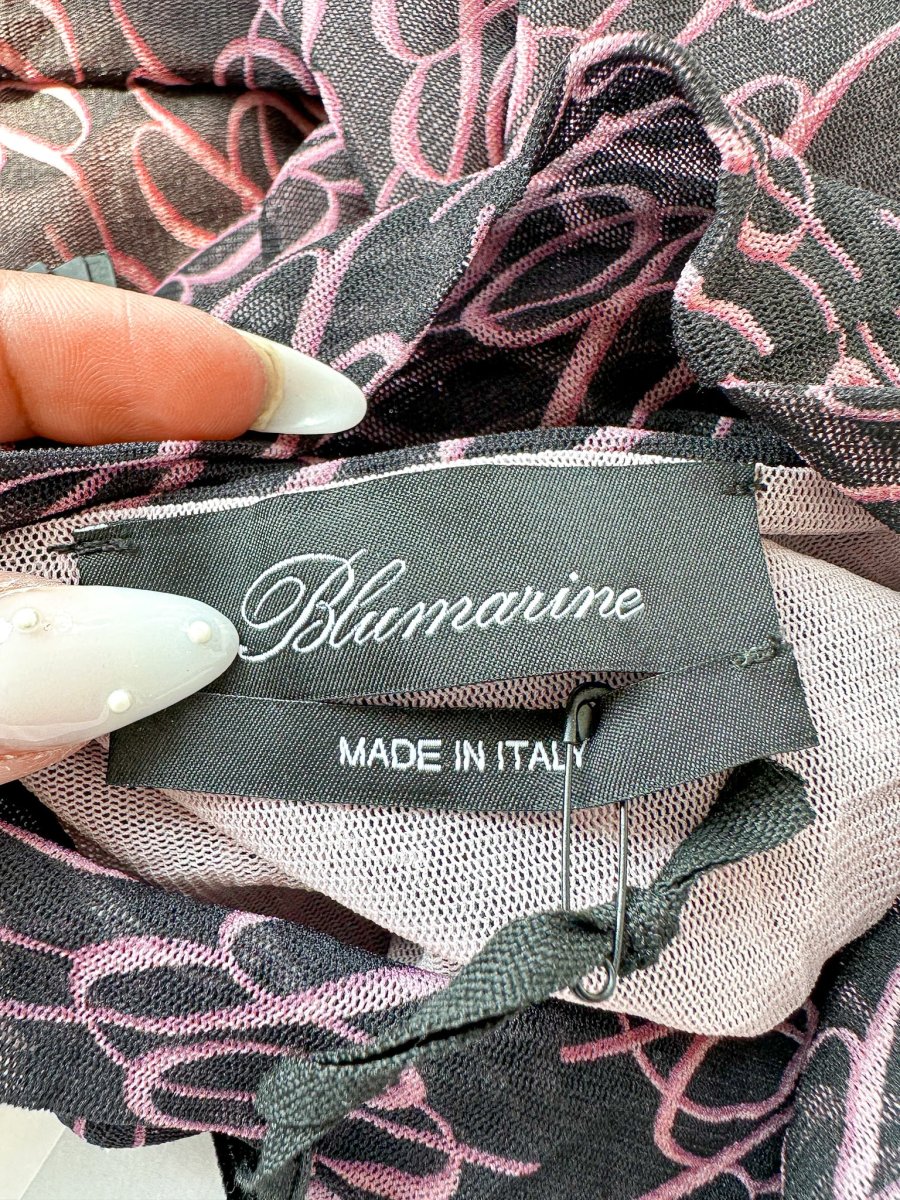 Blumarine Logo Mesh Long Sleeve Dress - Imagen 5