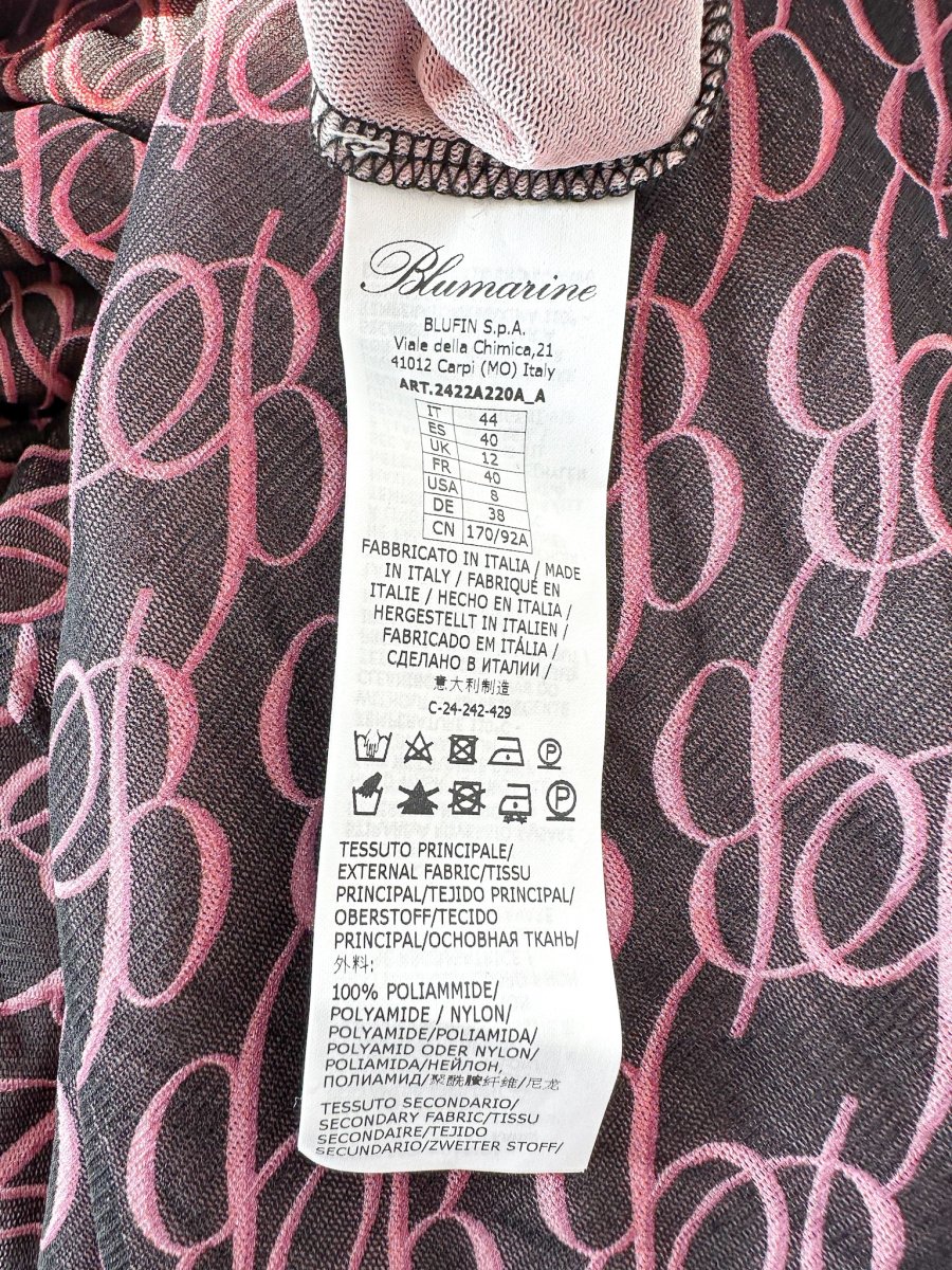 Blumarine Logo Mesh Long Sleeve Dress - Imagen 6