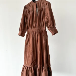 POLO RALPH LAUREN Brown Poplin Quiet Luxury Midi Dress