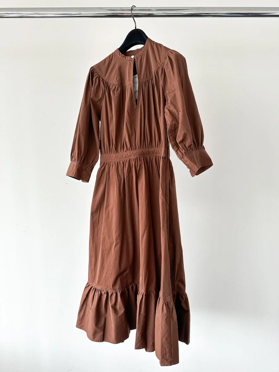 POLO RALPH LAUREN Brown Poplin Quiet Luxury Midi Dress