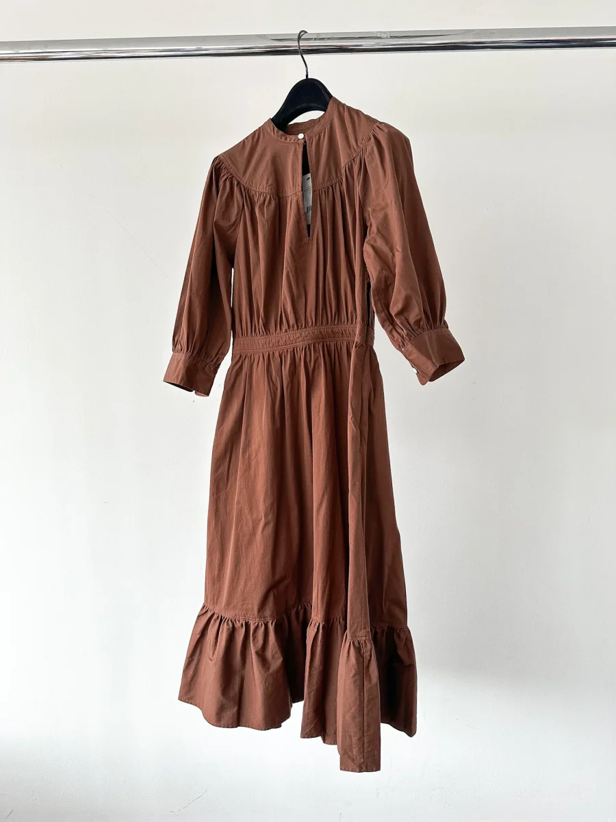 POLO RALPH LAUREN Brown Poplin Quiet Luxury Midi Dress - Imagen 3