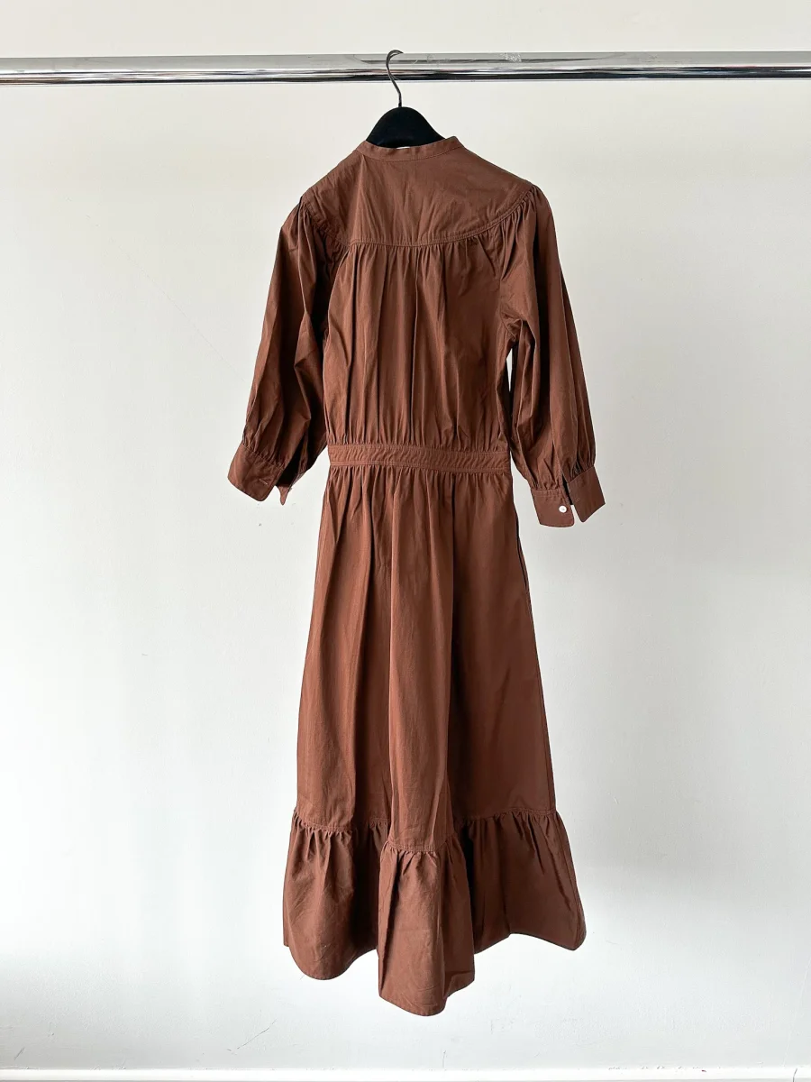 POLO RALPH LAUREN Brown Poplin Quiet Luxury Midi Dress - Imagen 7