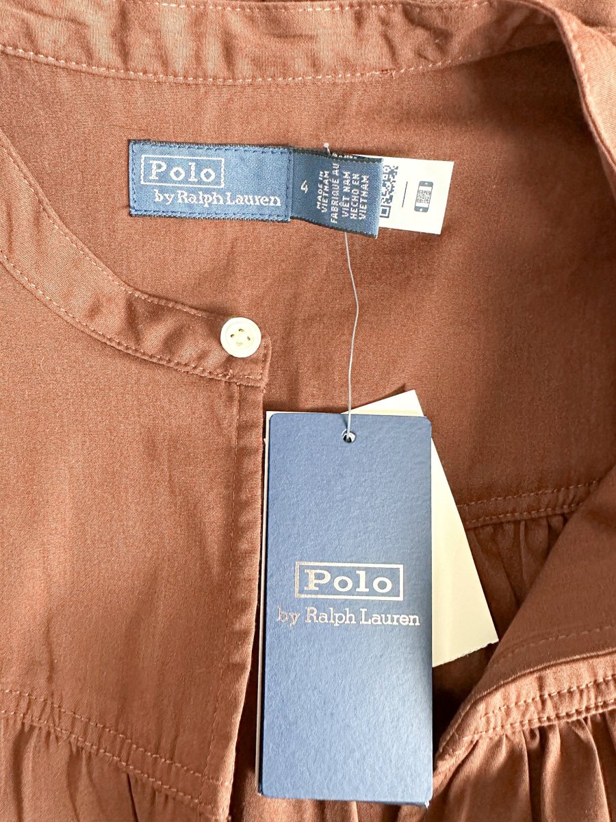 POLO RALPH LAUREN Brown Poplin Quiet Luxury Midi Dress - Imagen 9
