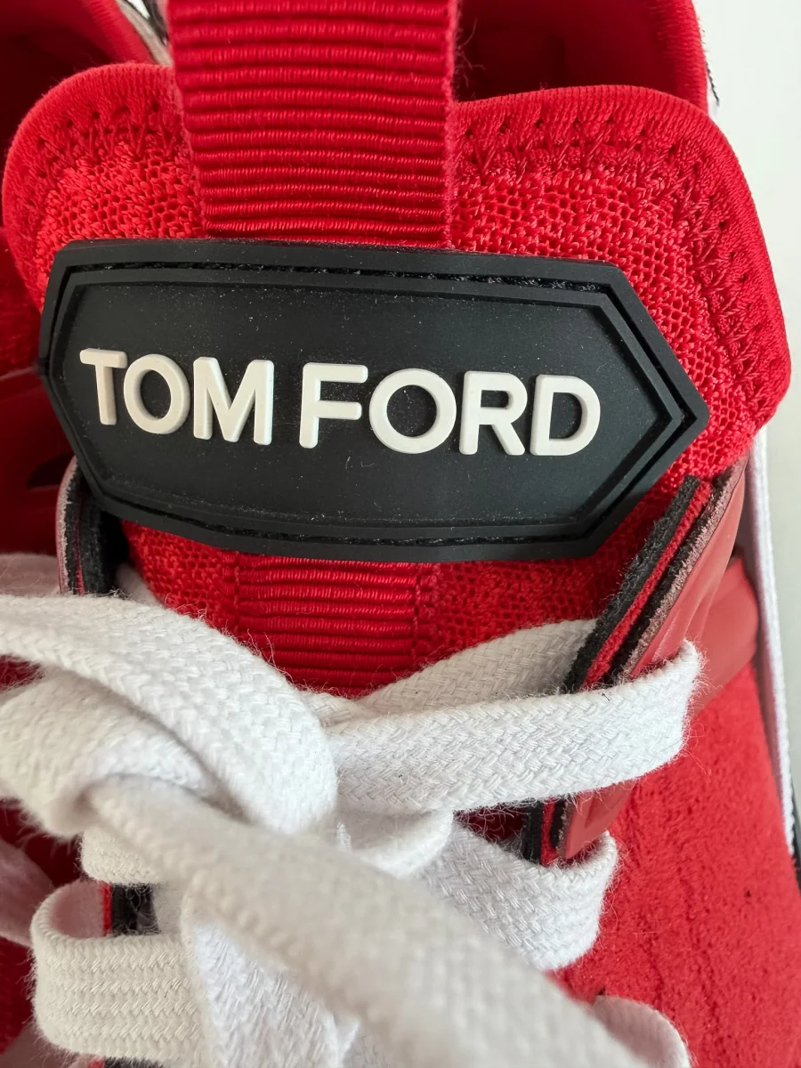 Tom Ford Jago Nylon & Mesh Red White Low Top Sneakers - Imagen 6
