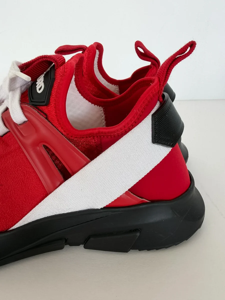 Tom Ford Jago Nylon & Mesh Red White Low Top Sneakers - Imagen 7