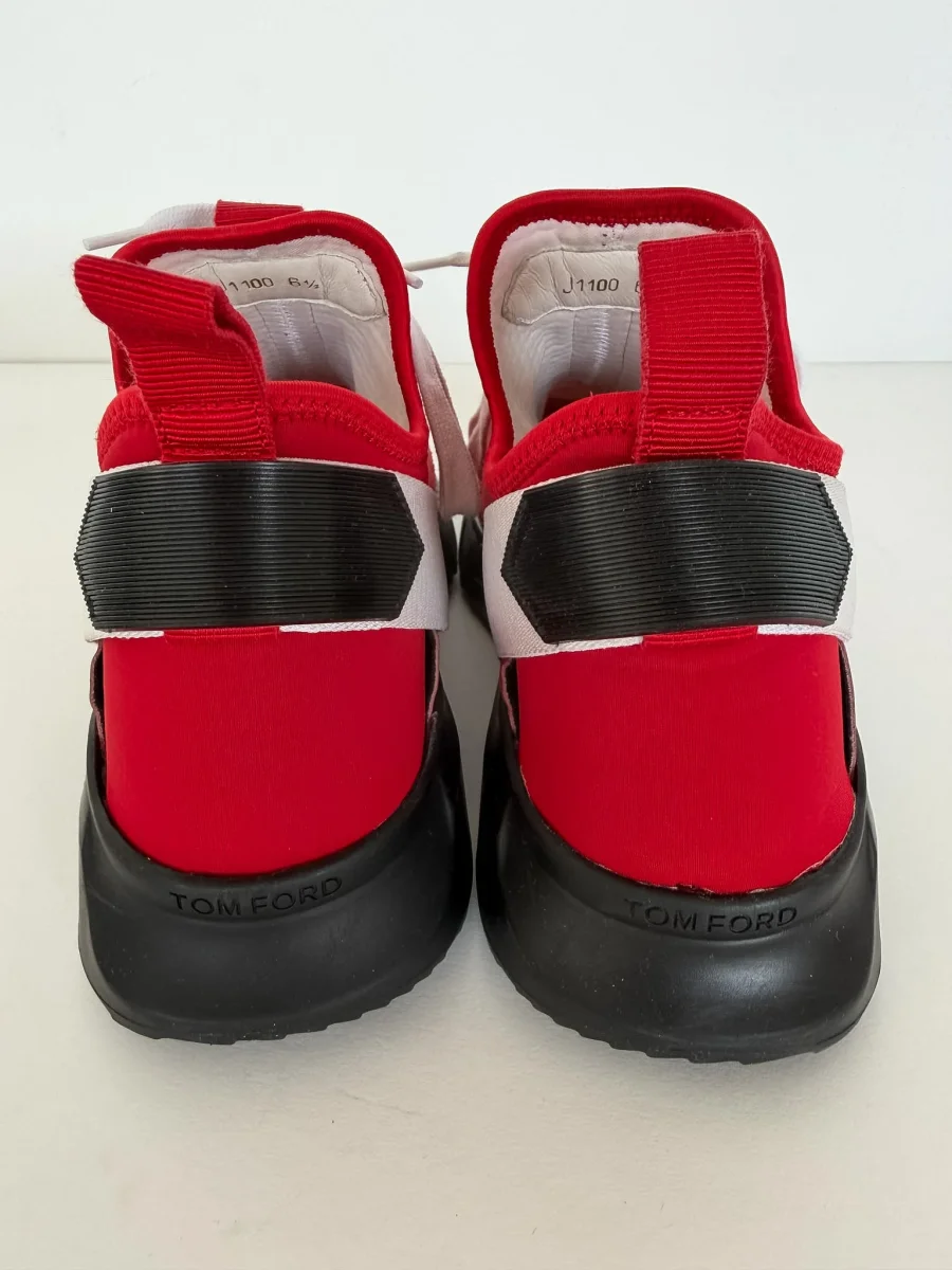 Tom Ford Jago Nylon & Mesh Red White Low Top Sneakers - Imagen 8
