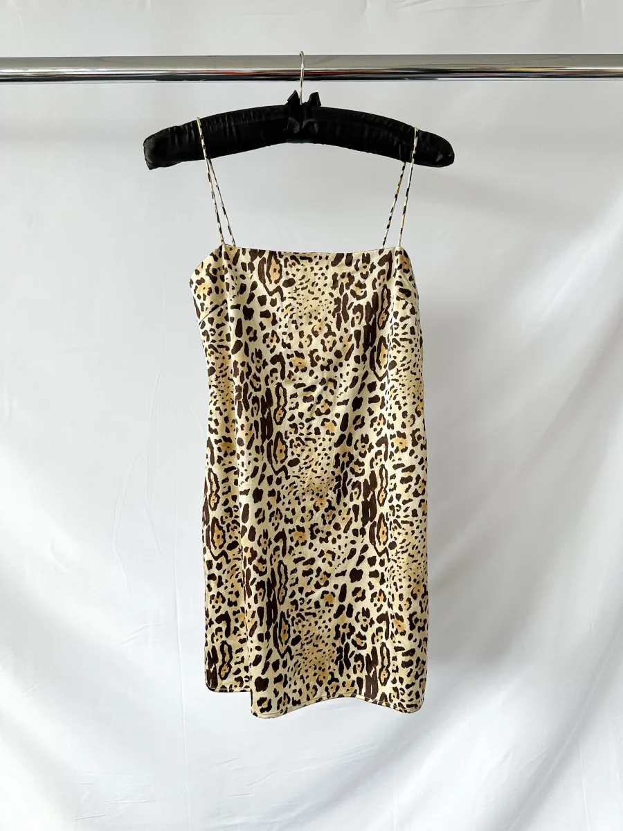 Anine Bing Cheetah Print Silk Satin Mini Slip Dress - Imagen 6