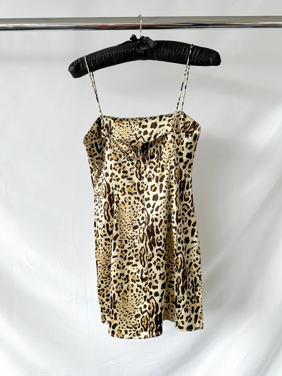Anine Bing Cheetah Print Silk Satin Mini Slip Dress - Imagen 9