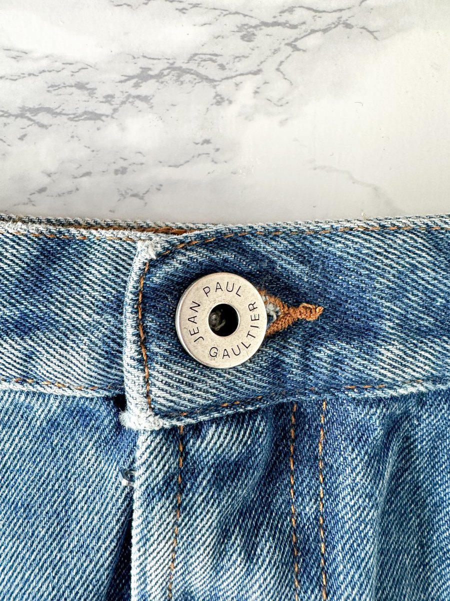 Jean Paul Gaultier Haute Jeanerie Large Logo Patch Denim Mini Skirt - Imagen 9