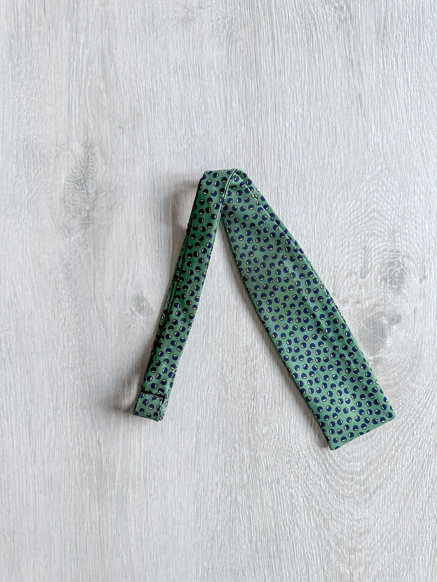 Drake's Green Abstract Circle Foulard Print Self Tie Bow Tie