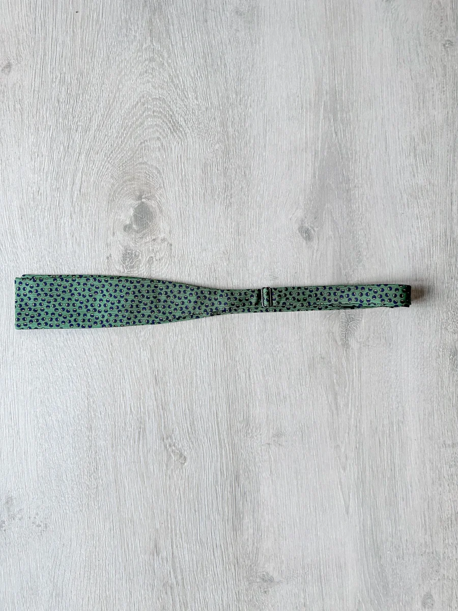 Drake's Green Abstract Circle Foulard Print Self Tie Bow Tie - Imagen 5