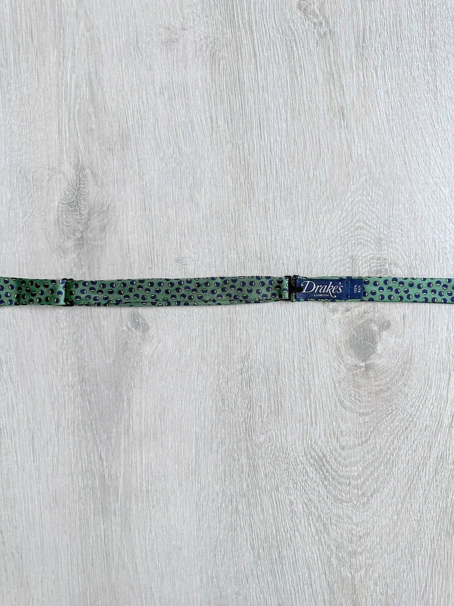 Drake's Green Abstract Circle Foulard Print Self Tie Bow Tie - Imagen 6