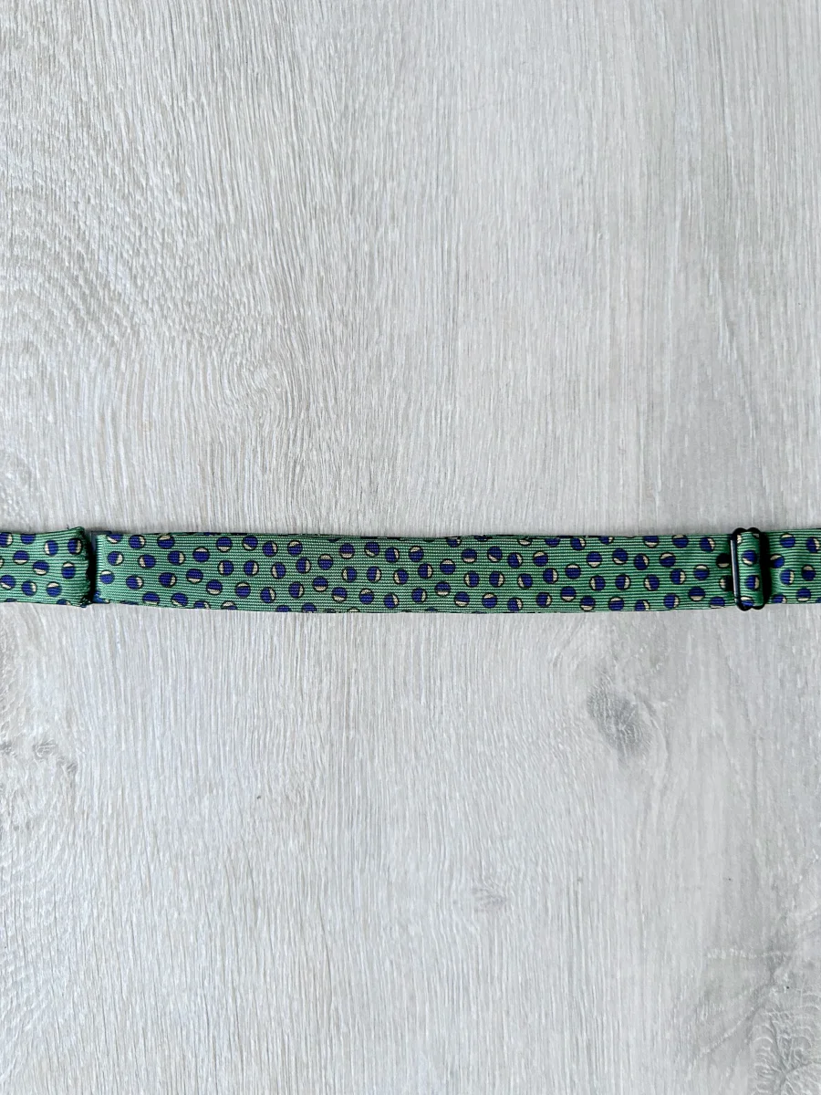 Drake's Green Abstract Circle Foulard Print Self Tie Bow Tie - Imagen 8