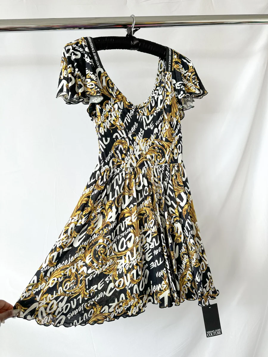 Versace Jeans Couture Allover Brand Logo Print Baroque Mini Playsuit - Imagen 7