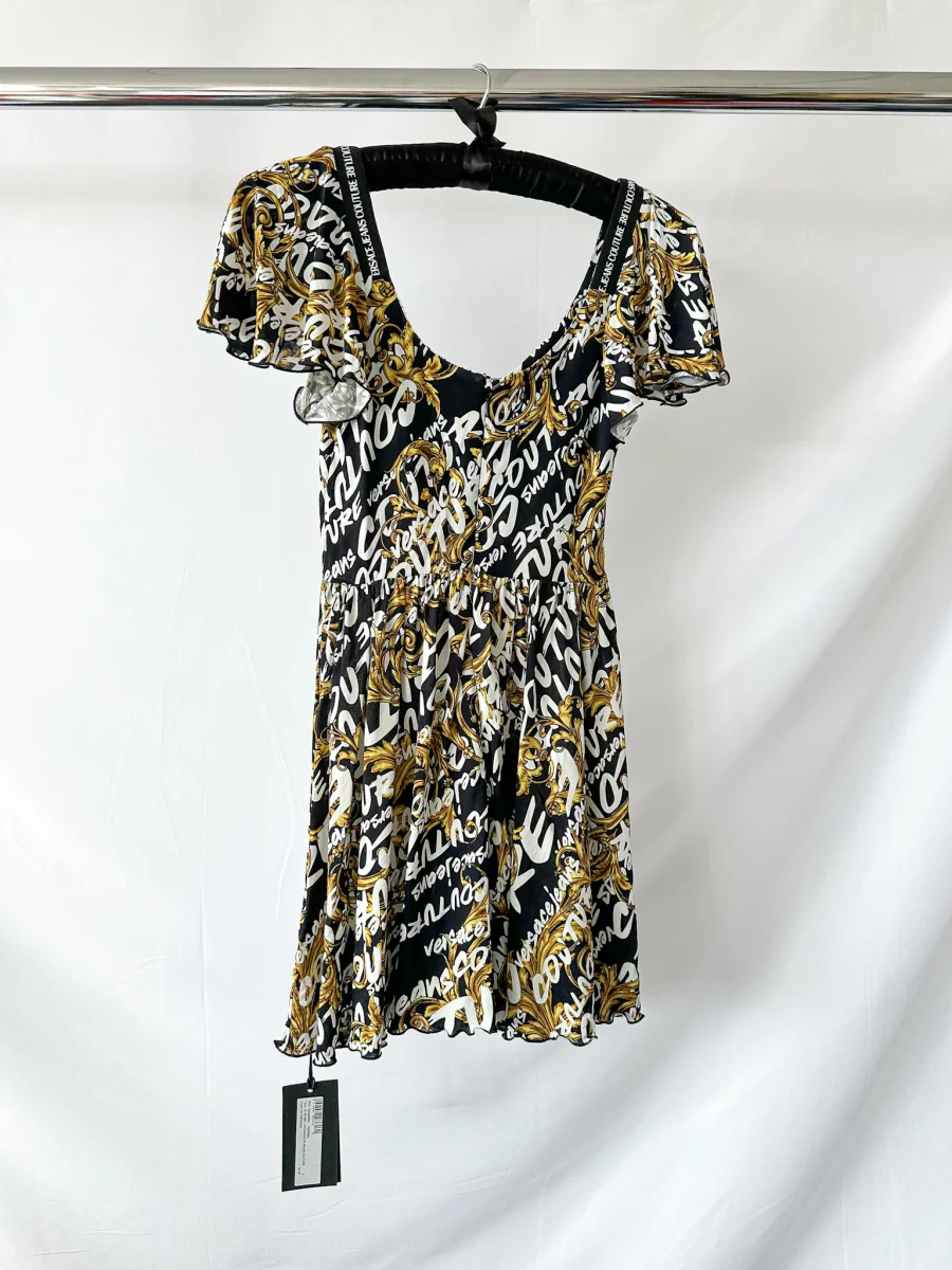 Versace Jeans Couture Allover Brand Logo Print Baroque Mini Playsuit - Imagen 4