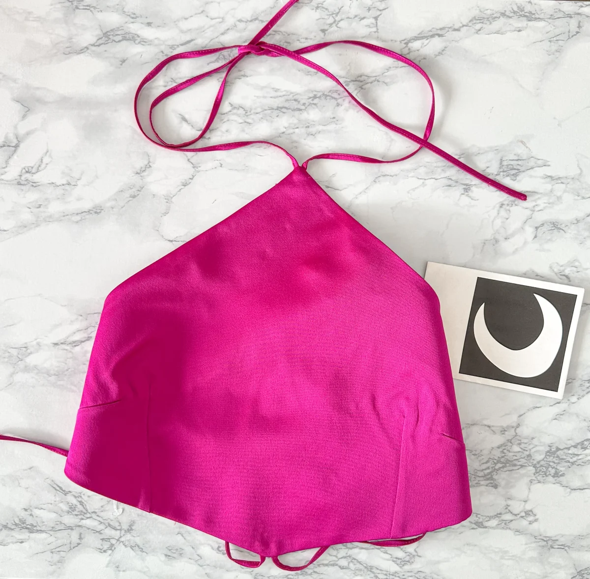 Taller Marmo Pink Cometa Strappy Open-back Halterneck Crepe Top - Imagen 5