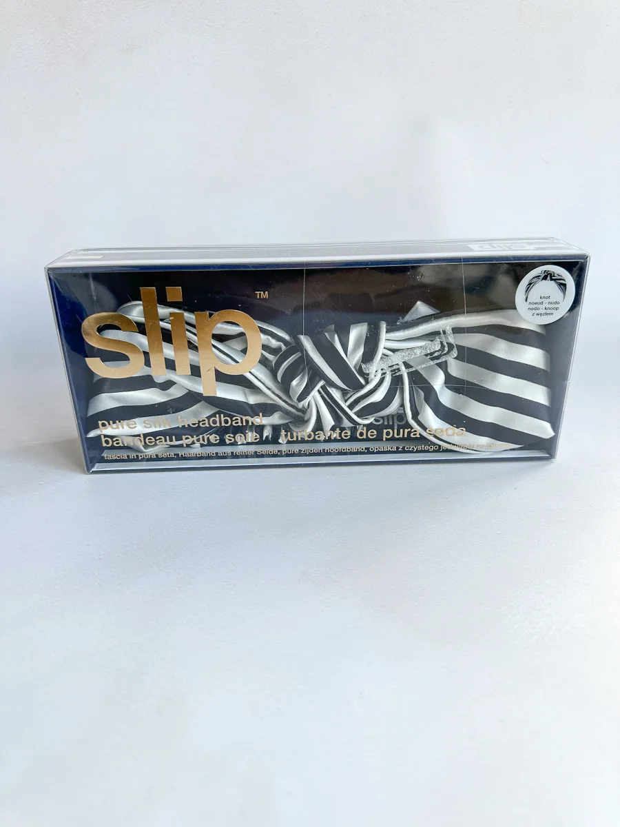 Slip Pure Silk Head Band in The Twist Navy Stripe in Box - Imagen 3