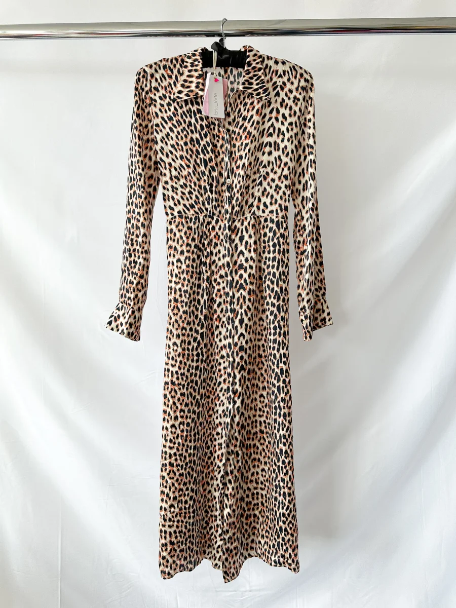 Forte Forte Twilight Leopard Print Collared Satin Midi Dress - Imagen 4