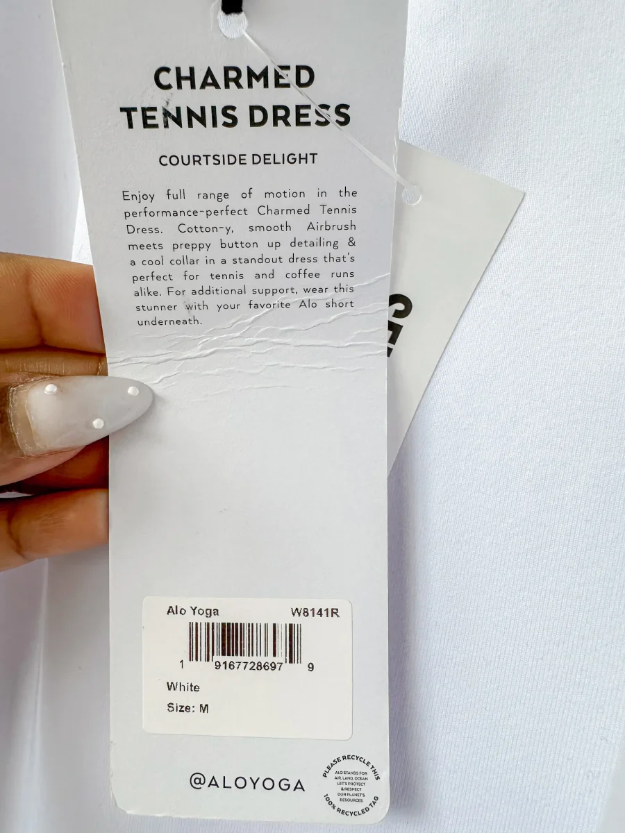 Alo Yoga Charmed White Logo Collared Tennis Dress - Imagen 7