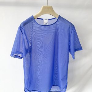 Wolford Blue Loose Fit Tulle Short Sleeve Top