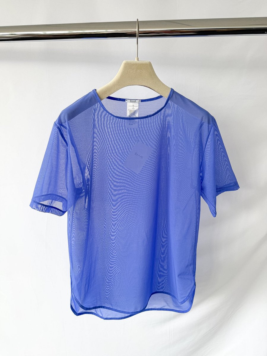 Wolford Blue Loose Fit Tulle Short Sleeve Top