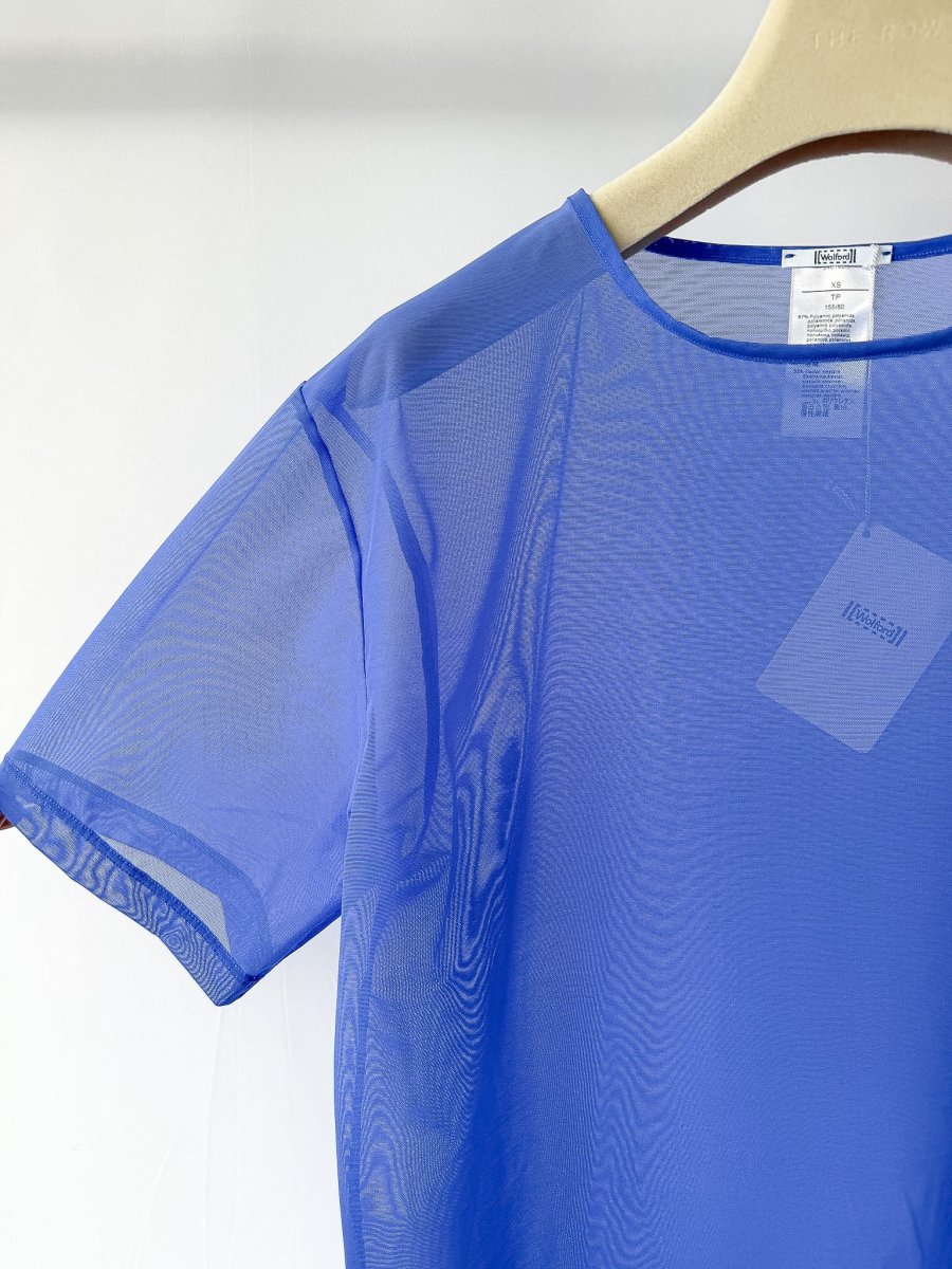 Wolford Blue Loose Fit Tulle Short Sleeve Top - Imagen 3