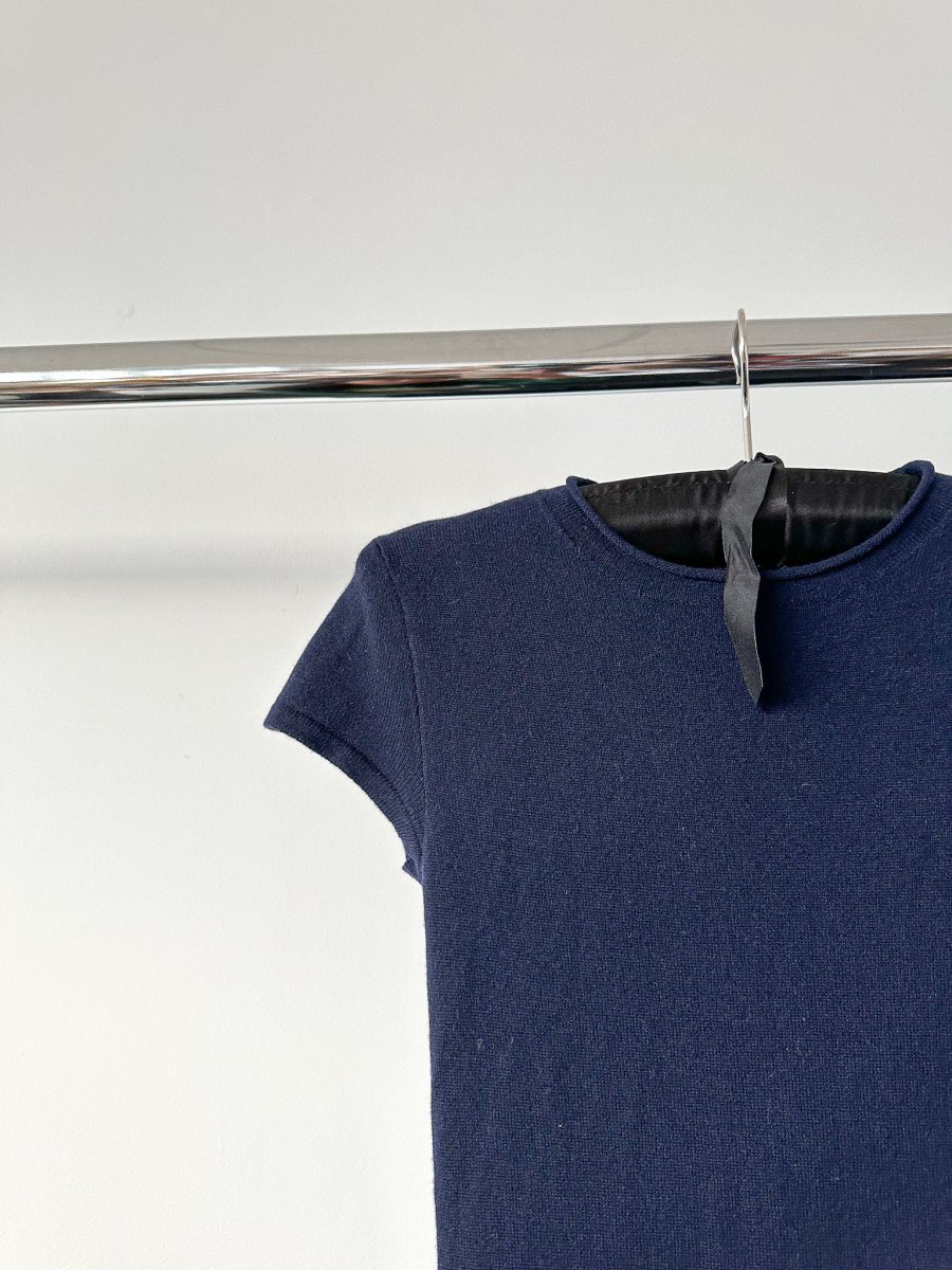 Polo Ralph Lauren Cashmere Navy Short Sleeve Long Dress - Imagen 4