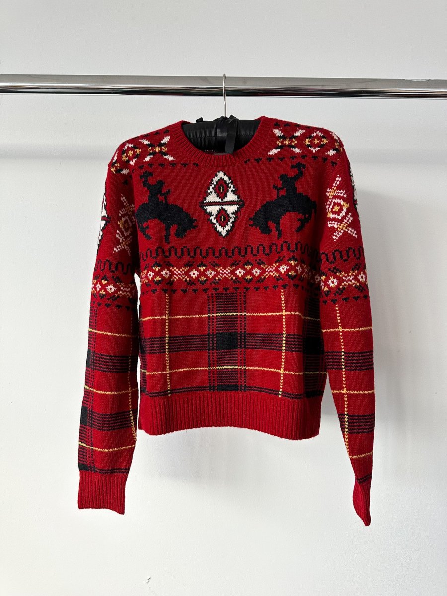Polo Ralph Lauren Western Red Tartan Fair Isle Intarsia Wool Jumper - Imagen 6