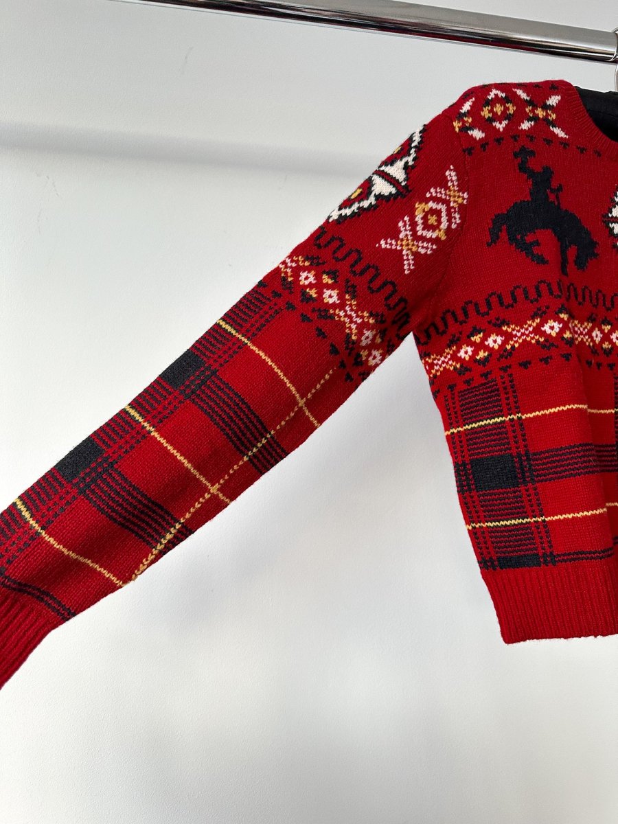 Polo Ralph Lauren Western Red Tartan Fair Isle Intarsia Wool Jumper - Imagen 4