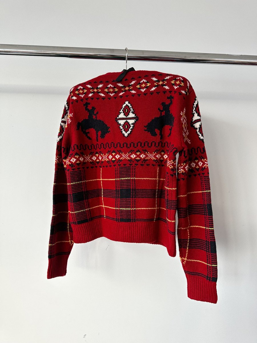 Polo Ralph Lauren Western Red Tartan Fair Isle Intarsia Wool Jumper - Imagen 2