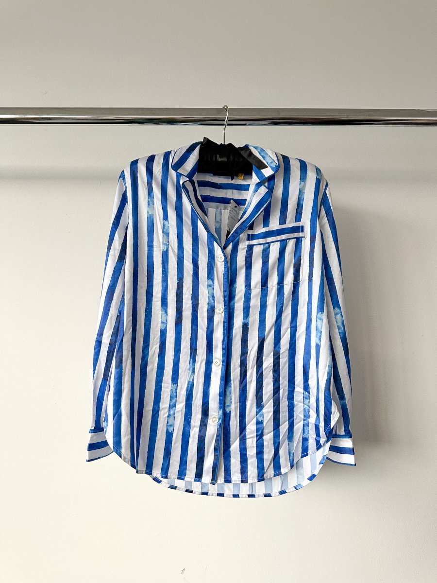 Polo Ralph Lauren Blue Striped Satin Blouse Shirt - Imagen 3