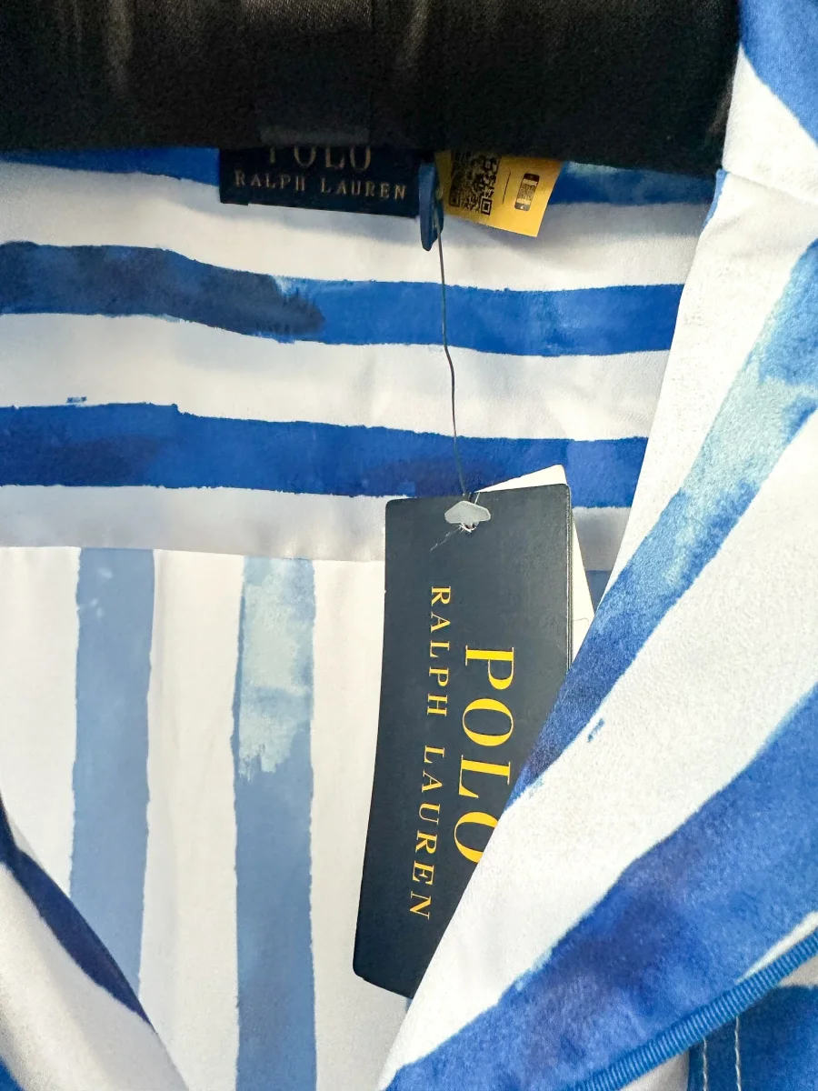 Polo Ralph Lauren Blue Striped Satin Blouse Shirt - Imagen 6