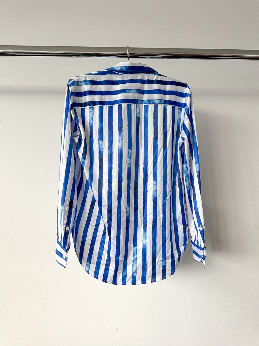 Polo Ralph Lauren Blue Striped Satin Blouse Shirt - Imagen 5