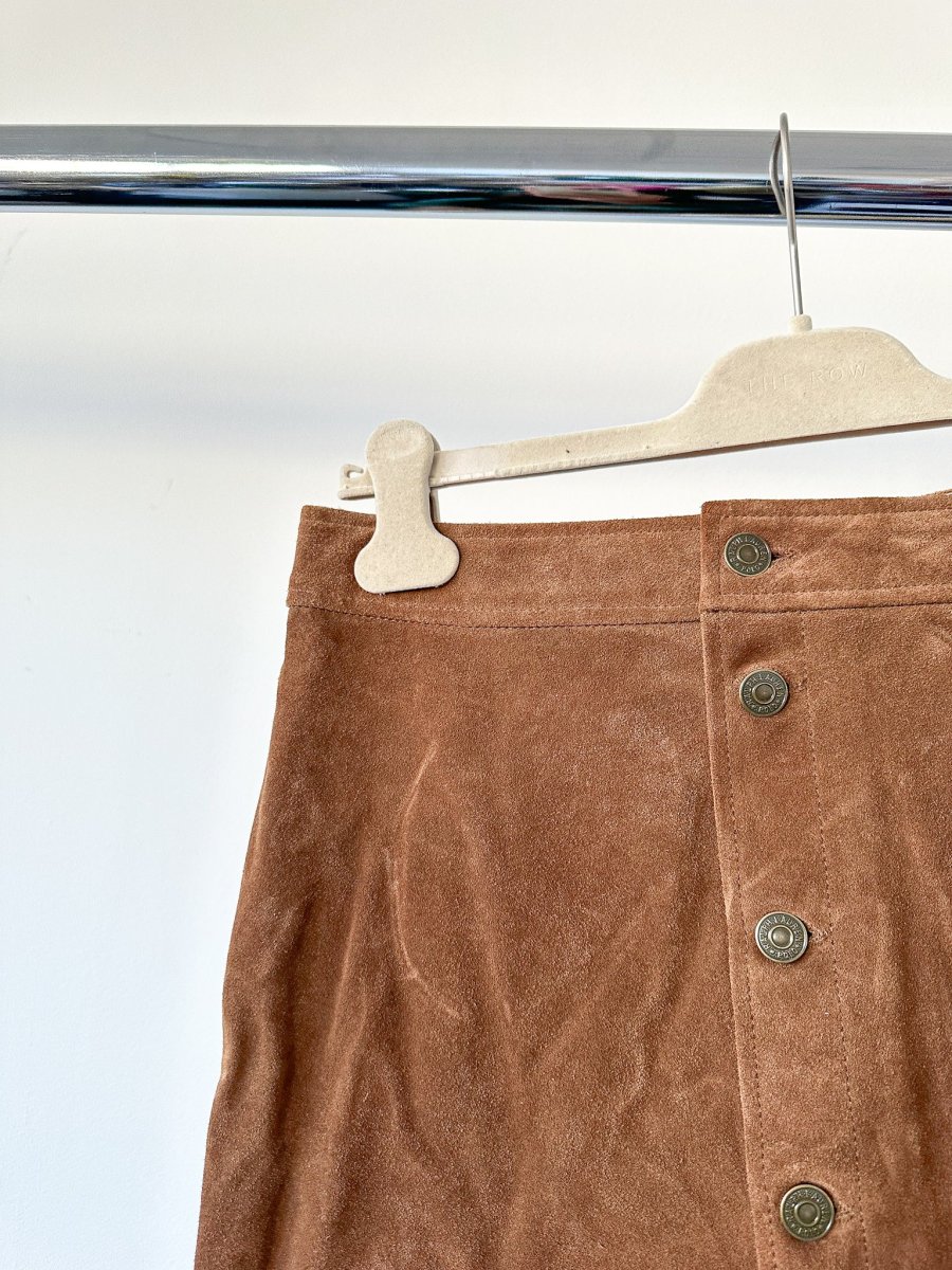 Polo Ralph Lauren Suede Buttoned Brown Miniskirt - Imagen 8