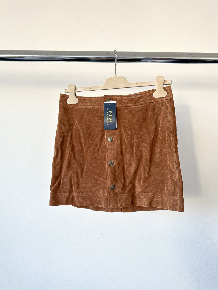 Polo Ralph Lauren Suede Buttoned Brown Miniskirt - Imagen 7