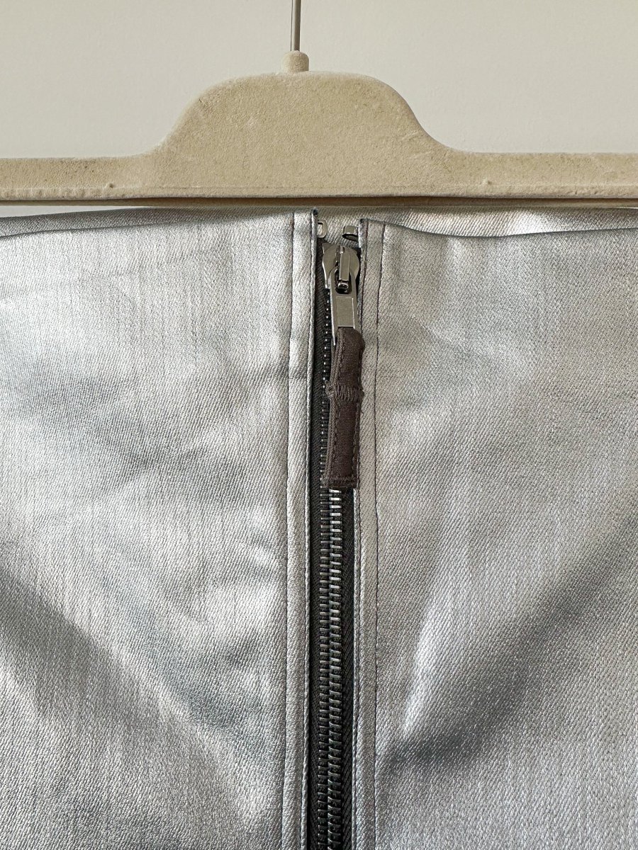 Rick Owens Metallic Coated Denim Bustier Strapless Party Mini Dress - Imagen 9