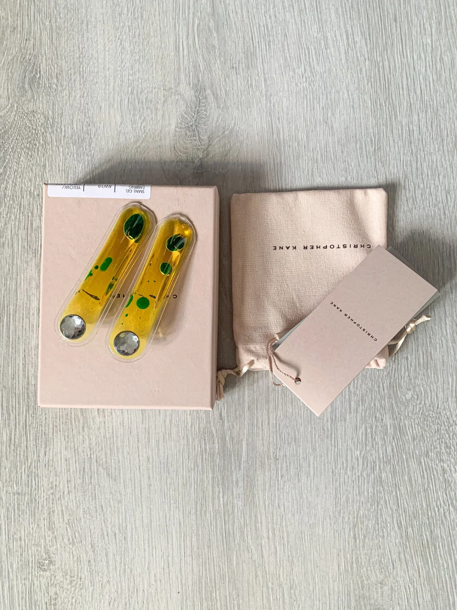 Christopher Kane Lava Gel Yellow Green Liquid Earrings - Imagen 6
