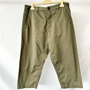 Stone Island Shadow Project Khaki Green Cotton Woold Blend Cropped Trousers
