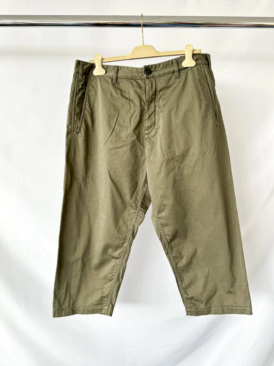 Stone Island Shadow Project Khaki Green Cotton Woold Blend Cropped Trousers - Imagen 2