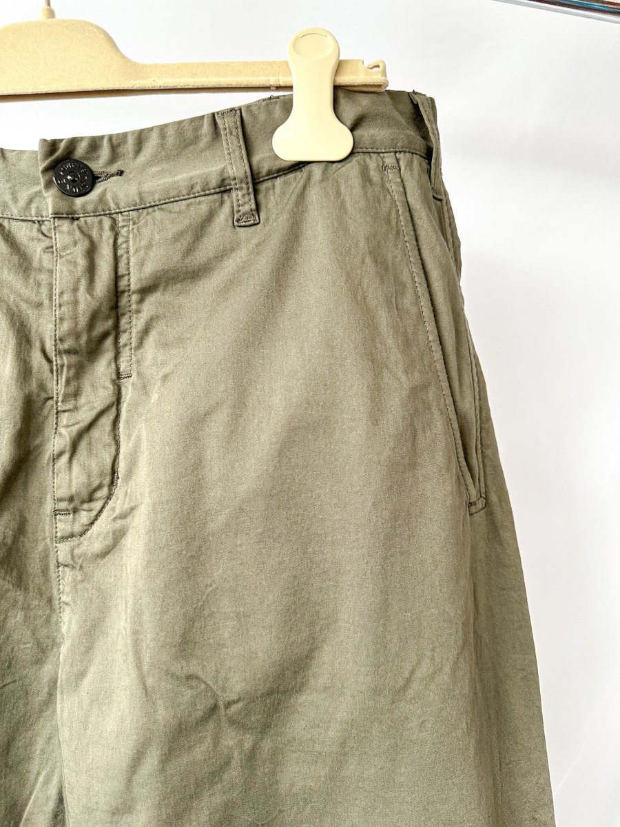 Stone Island Shadow Project Khaki Green Cotton Woold Blend Cropped Trousers - Imagen 4