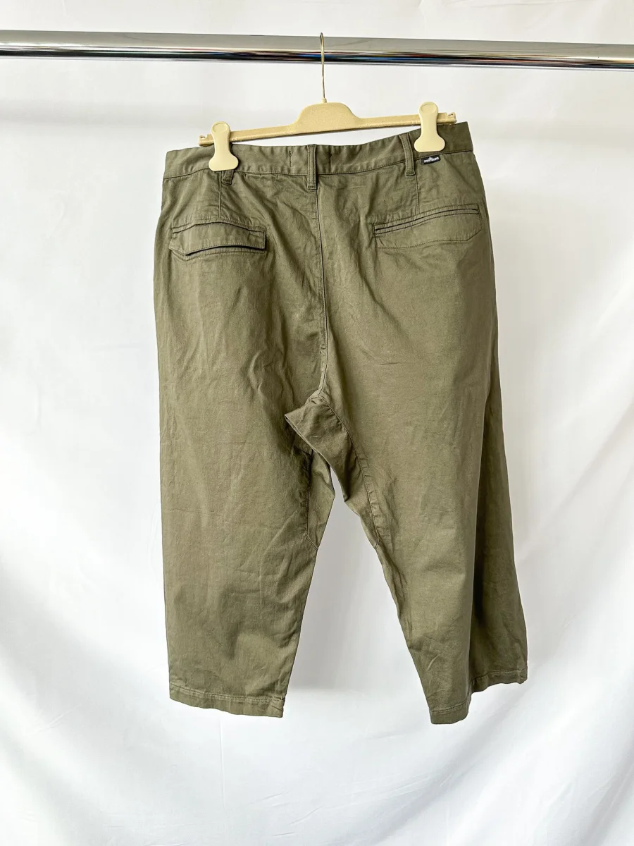 Stone Island Shadow Project Khaki Green Cotton Woold Blend Cropped Trousers - Imagen 3