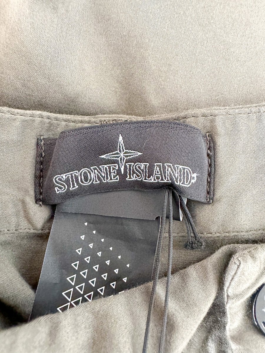 Stone Island Shadow Project Khaki Green Cotton Woold Blend Cropped Trousers - Imagen 9