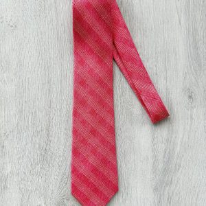 E Marinella Salmon Pink White Checked Tie