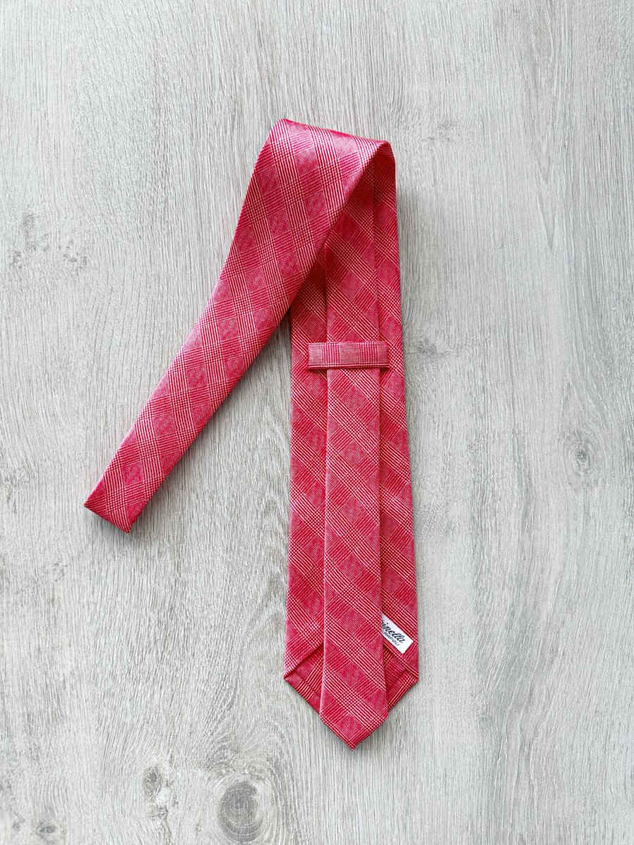 E Marinella Salmon Pink White Checked Tie - Imagen 3