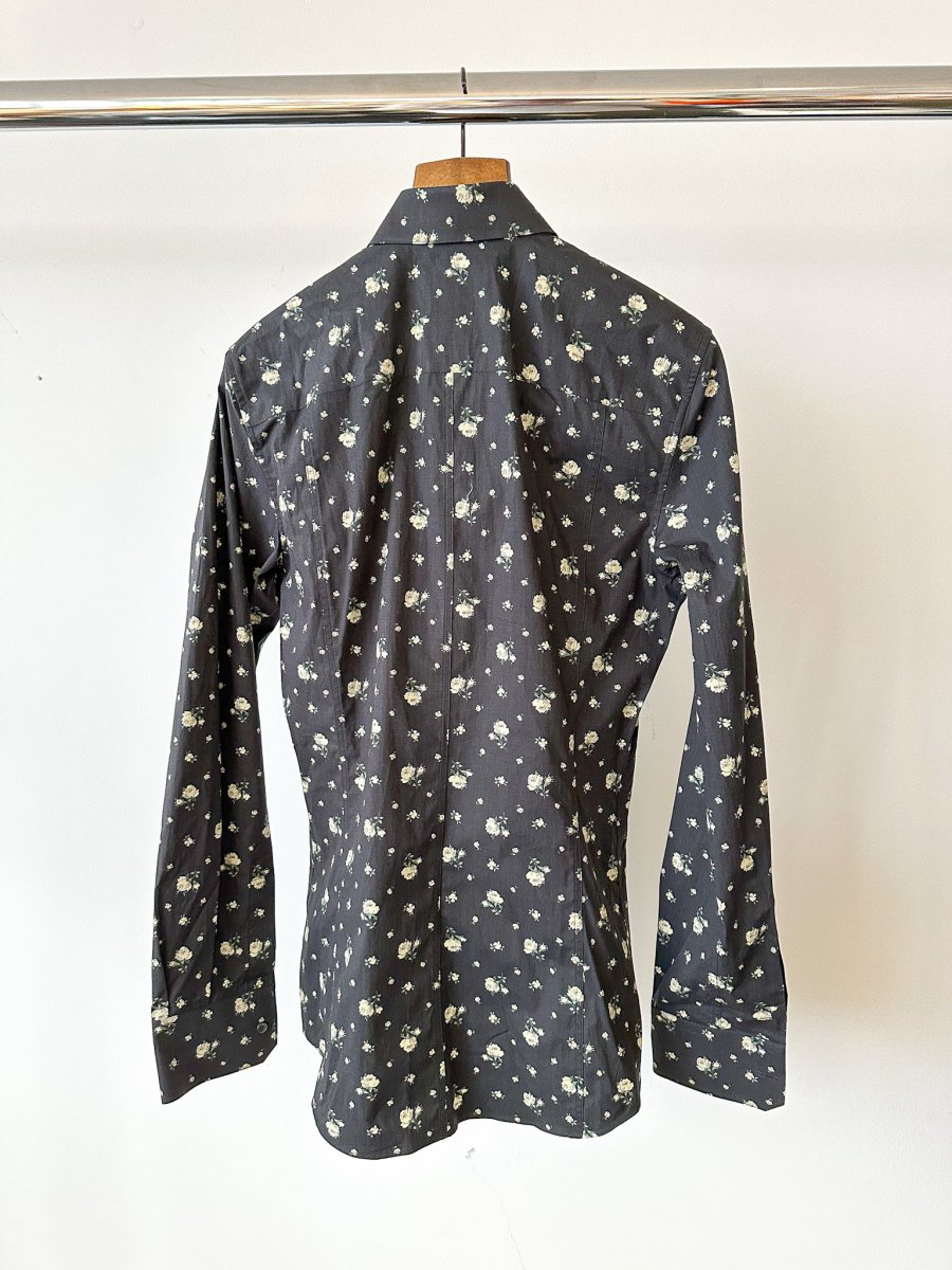 Dolce And Gabbana Black Floral Tailored Sicilia Shirt - Imagen 3