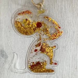 Christopher Kane Rat Red Liquid Gel Gold Glitter Key Ring