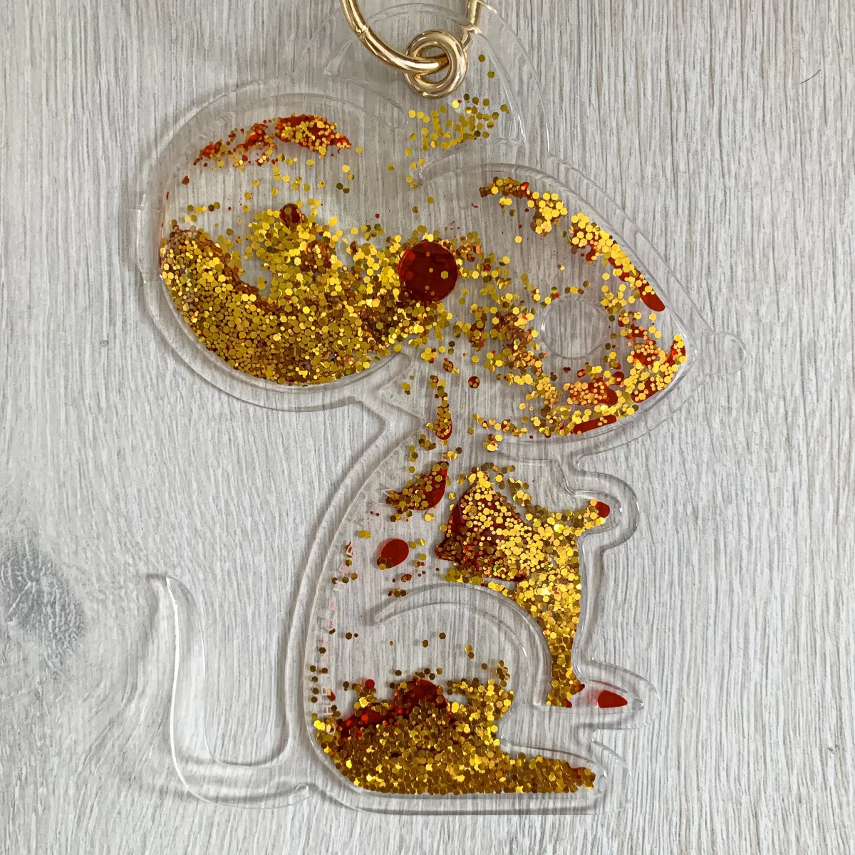 Christopher Kane Rat Red Liquid Gel Gold Glitter Key Ring