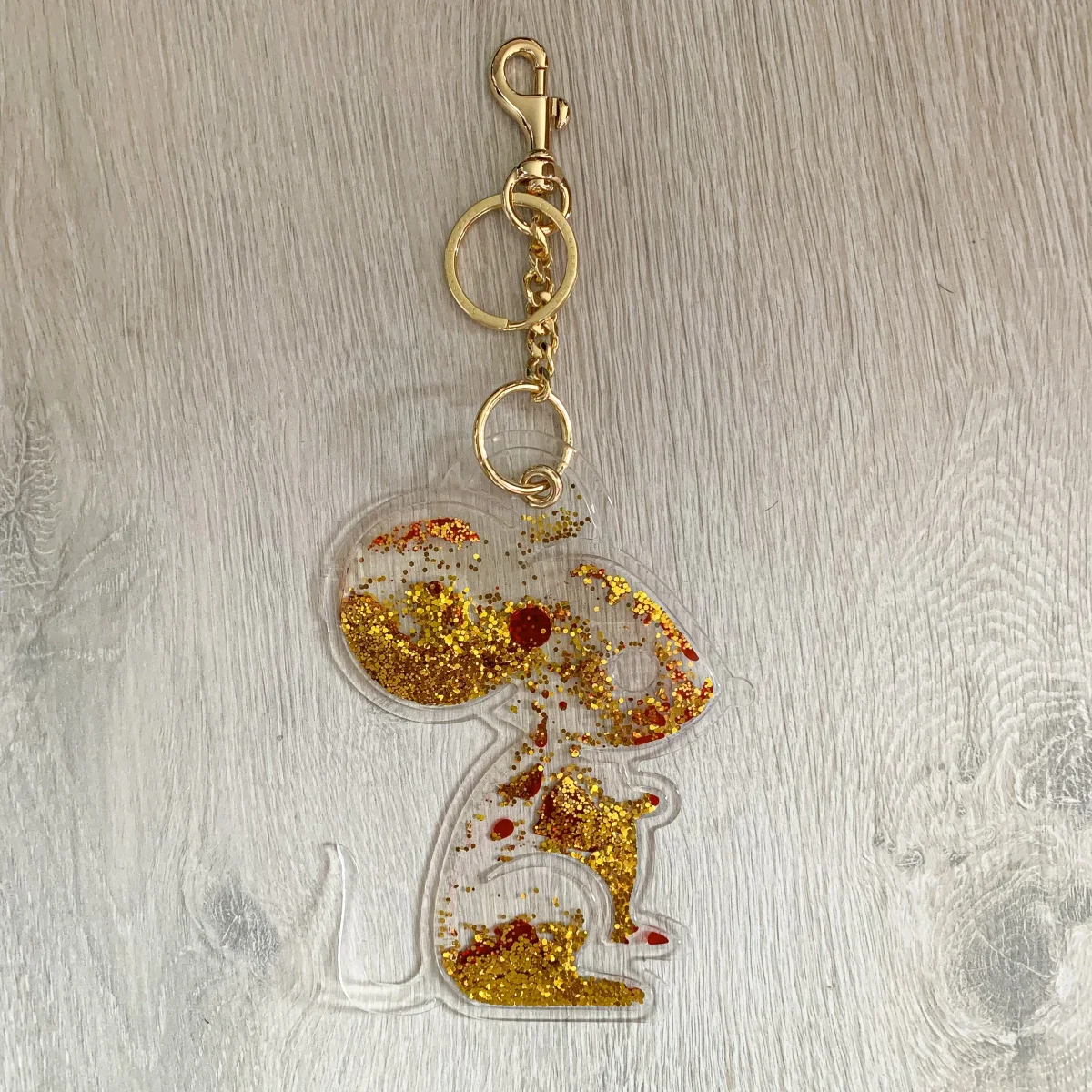Christopher Kane Rat Red Liquid Gel Gold Glitter Key Ring - Imagen 5