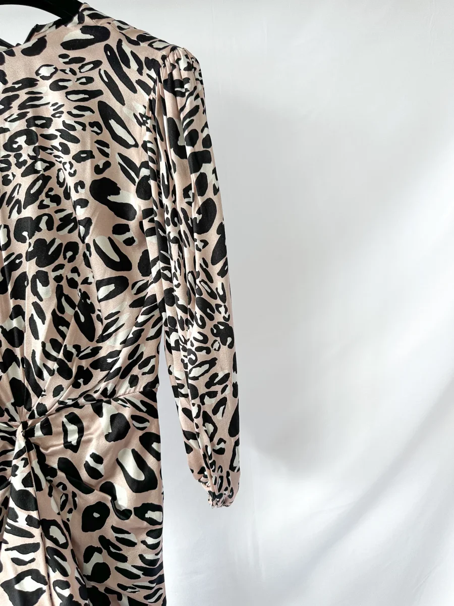 Alexandre Vauthier Pink Leopard Print Draped Ruched Front Silk Mini Dress - Imagen 6