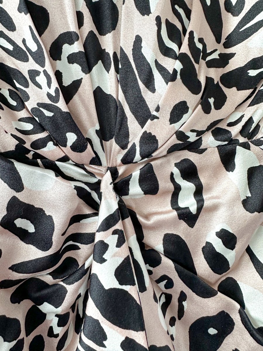 Alexandre Vauthier Pink Leopard Print Draped Ruched Front Silk Mini Dress - Imagen 7